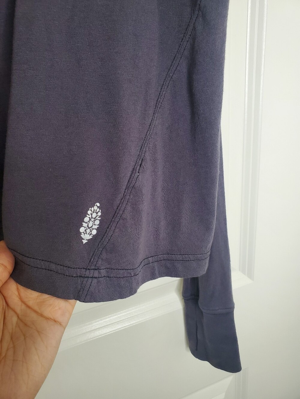 Free People Movement Victory Lap Gray Cotton Long Sleeve Top - Picture 4 of 8
